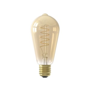 Calex ST64 Spiral Filament Led Bulb - E27 Screw - Gold Glass (Dimmable)
