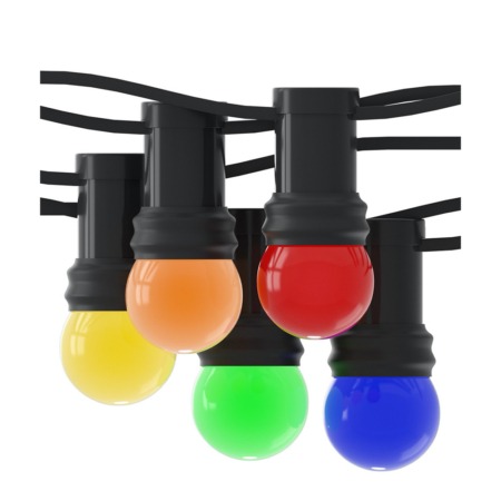 Calex 10M Outdoor E27 Festoon LED Light String with 10 Multi-Coloured Bulbs (IP44)